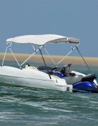 vidaXL Тента за лодка с 4 дъги странични стени 243x(200-213)x137 см