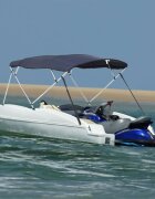 vidaXL Тента за лодка с 4 дъги странични стени 243x(230-244)x137 см