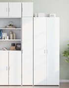 vidaXL Тесен шкаф за съхранение бял 30x425x225 см инженерно дърво