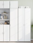 vidaXL Тесен шкаф за съхранение бял 45x425x225 см инженерно дърво