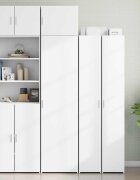 vidaXL Тесен шкаф за съхранение бял 50x425x225 см инженерно дърво
