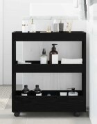 vidaXL Тесен Тролей за Съхранение Черния дъб 60 x 18 x 70 см