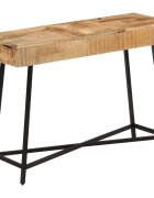 vidaXL Тоалетка 105x35x75 cм грубо мангово дърво масив и желязо