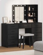vidaXL Тоалетка 3 бр. Черно 40 x 41 x 135 см Инженерна дървесина