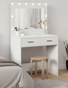 vidaXL Тоалетка Бяло 785 x 41 x 135 см Инженерна дървесина