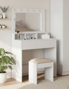vidaXL Тоалетка Бяло 785 x 41 x 135 см Инженерна дървесина
