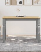 vidaXL Тоалетка Corona сива 112x60x75 см бор масив