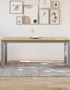 vidaXL Тоалетка Corona сива 180x90x75 см бор масив