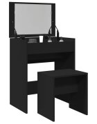vidaXL Тоалетка и табуретка черен 60x40x1135 см