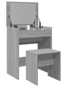 vidaXL Тоалетка и табуретка сив сонома 60x40x1135 см