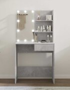 vidaXL Тоалетка с LED бетонно сива 745x40x141 см