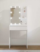 vidaXL Тоалетка с LED бяла 60x40x140 см
