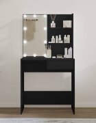vidaXL Тоалетка с LED черна 745x40x141 см