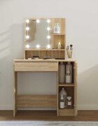 vidaXL Тоалетка с LED дъб сонома 865x35x136 см