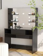 vidaXL Тоалетка с LED лампи 100x40x135 см МДФ сияйно черно