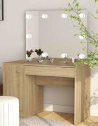 vidaXL Тоалетка с LED лампи 110x55x145 см МДФ дъб