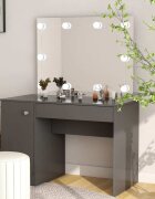 vidaXL Тоалетка с LED лампи 110x55x145 см МДФ сива