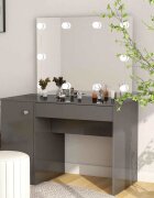 vidaXL Тоалетка с LED лампи 110x55x145 см МДФ сияйно сиво