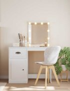 vidaXL Тоалетка с LED лампи бяла 90x42x1325 см