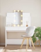 vidaXL Тоалетка с LED лампи бяла 96x40x142 см