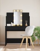 vidaXL Тоалетка с LED лампи черна 96x40x142 см
