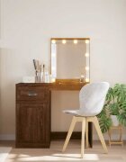 vidaXL Тоалетка с LED лампи кафяв дъб 90x42x1325 см