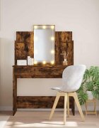 vidaXL Тоалетка с LED лампи опушен дъб 96x40x142 см