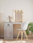 vidaXL Тоалетка с LED лампи сив сонома 90x42x1325 см
