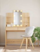 vidaXL Тоалетка с LED лампи сонома дъб 96x40x142 см