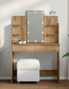 vidaXL Тоалетка с LED осветление Artisan Oak 96x40x142 cm