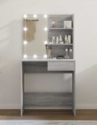 vidaXL Тоалетка с LED сив сонома 745x40x141 см