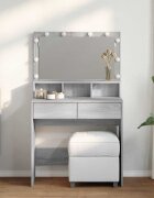 vidaXL Тоалетка с LED сив сонома 80x41x1345 см