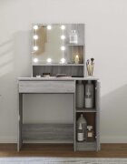 vidaXL Тоалетка с LED сив сонома 865x35x136 см