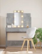 vidaXL Тоалетка с LED светлини бетонно сива 96x40x142 см