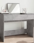 vidaXL Тоалетка с огледало бетонно сива 100x45x76 см
