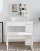 vidaXL Тоалетка с огледало бяла 865x35x136 см