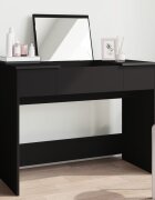 vidaXL Тоалетка с огледало черна 100x45x76 см