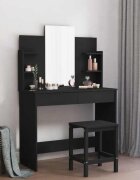 vidaXL Тоалетка с огледало черна 96x39x142 см