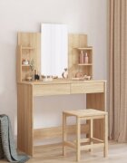 vidaXL Тоалетка с огледало дъб сонома 96x39x142 см