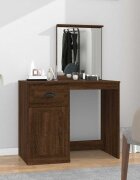 vidaXL Тоалетка с огледало Кафяв дъб 90x50x1325 см инженерно дърво