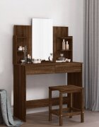 vidaXL Тоалетка с огледало кафяв дъб 96x39x142 см