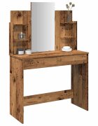 vidaXL Тоалетка с огледало от старо дърво 96x39x142 cm