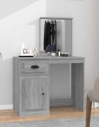 vidaXL Тоалетка с огледало сив сонома 90x50x1325 см инженерно дърво