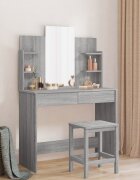 vidaXL Тоалетка с огледало сив сонома 96x39x142 см