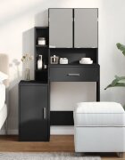 vidaXL Тоалетка с шкаф черна 80x35x132 см