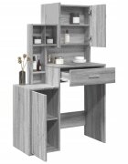 vidaXL Тоалетка с шкаф сив сонома 80x35x132 см