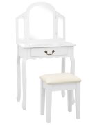 vidaXL Тоалетка с табуретка бяла 65x36x128 см пауловния МДФ