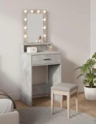 vidaXL Тоалетка Сив 50 x 41 x 140 см Инженерна дървесина