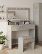 vidaXL Тоалетка Циментено сиво 100 x 41 x 135 см Инженерна дървесина
