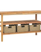 vidaXL Тоалетка за баня с 3 кошници тик масив 132x45x75 см